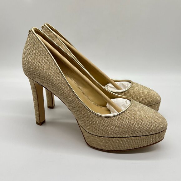 Michael Michael Kors Womens 7M Gold Chantal Platform Pumps Heels Shoes - Picture 1 of 15